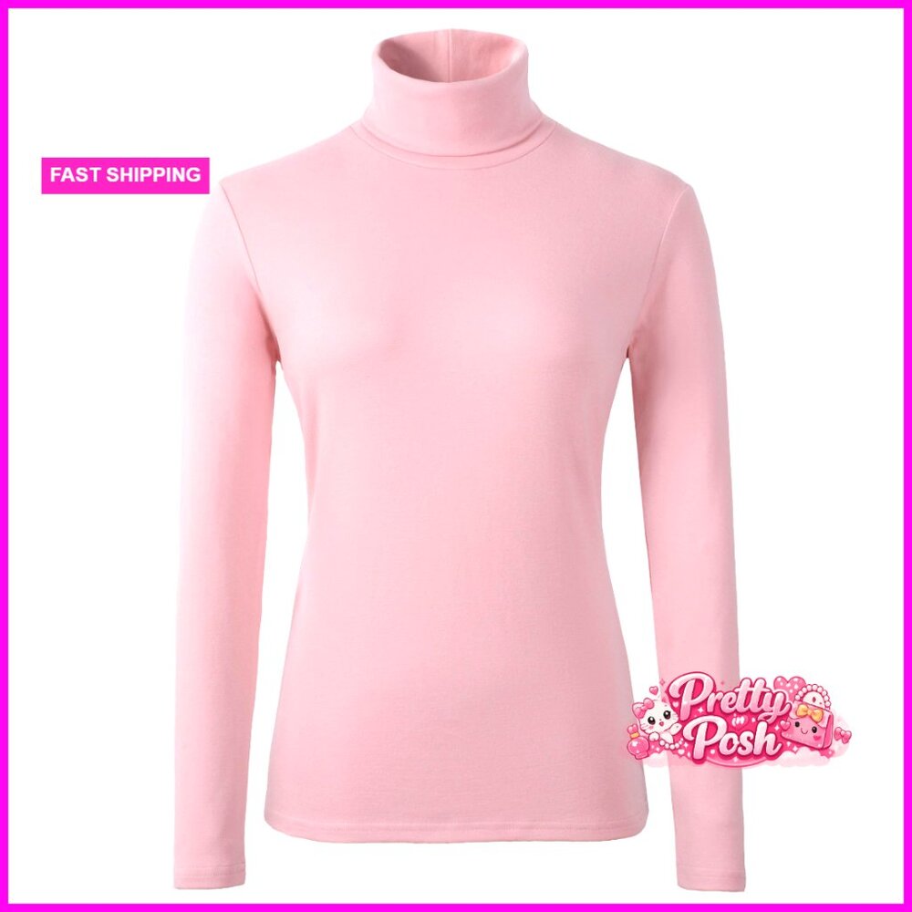 Soft Cotton Turtleneck Thermal Top Long Sleeve Base Layer Winter Warm